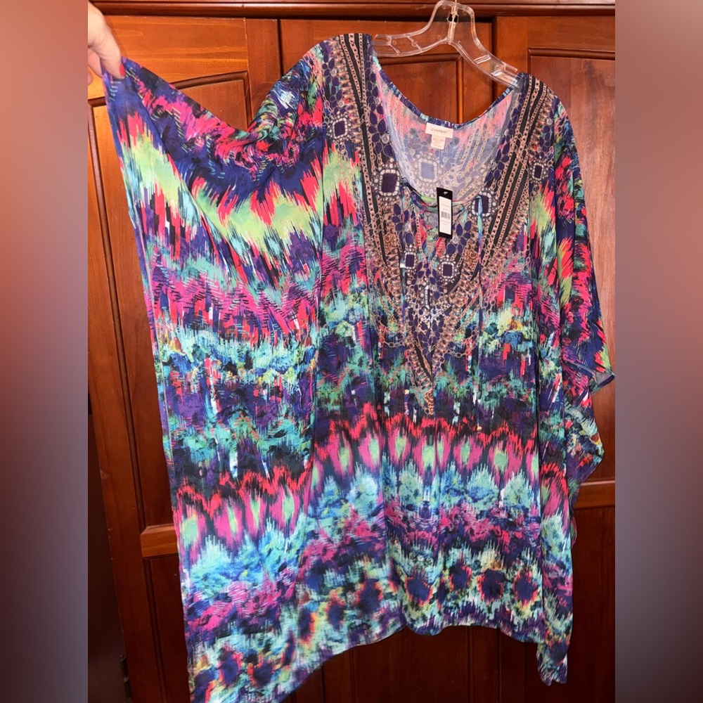 Avenue Vibrant Multicolor Tunic Top #1272